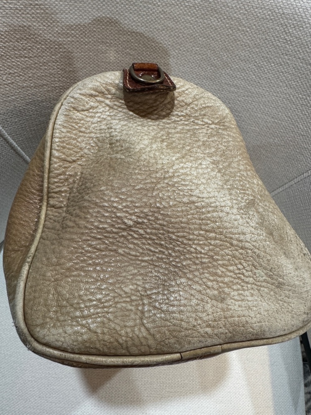 Furla Vintage Two-Tone Tan and Brown Leather Satchel Bag Rare - Picture 5 of 7